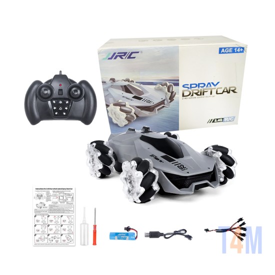 JJRC Spray Drift Car Q92 RC with Remote Control, Dynamic Sound and Night Lighting Tire Effect for Kids Gray